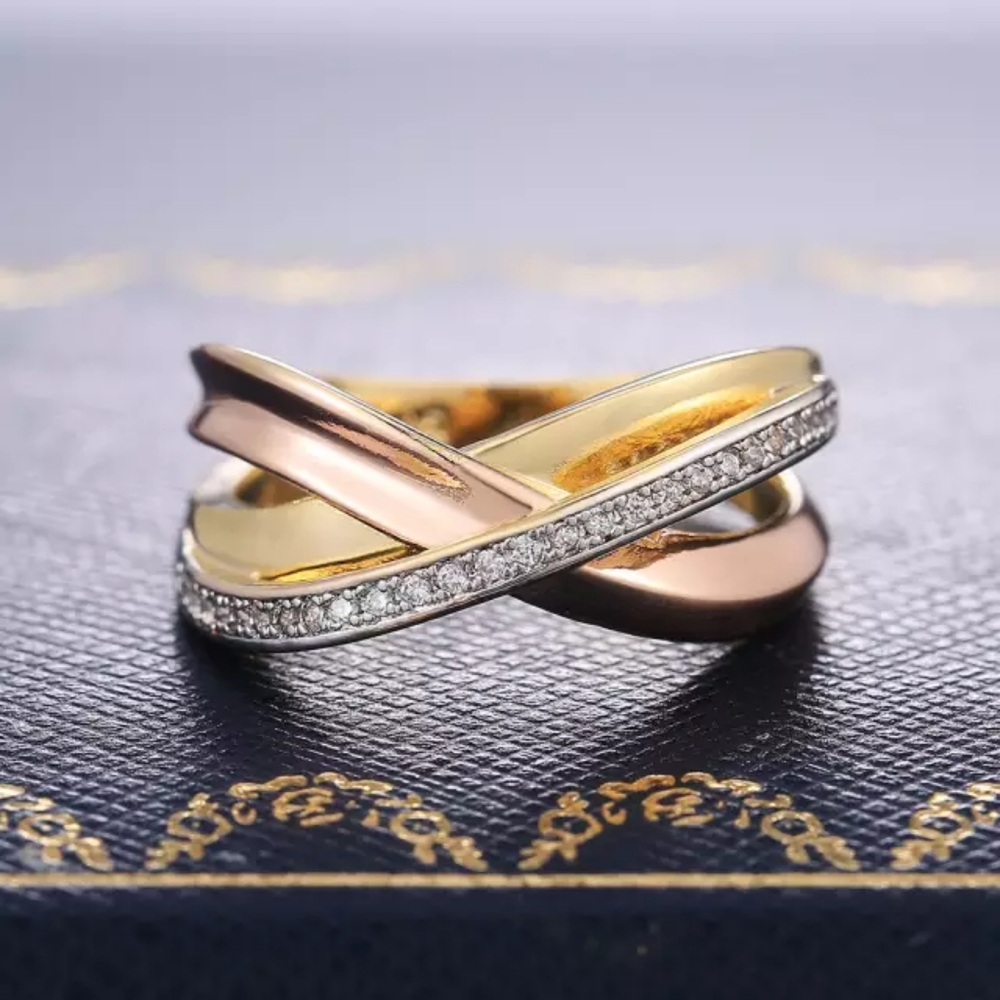 New Two Tone Beautiful Stackable Diamond Ring 💍😍 - Picture 2 of 6